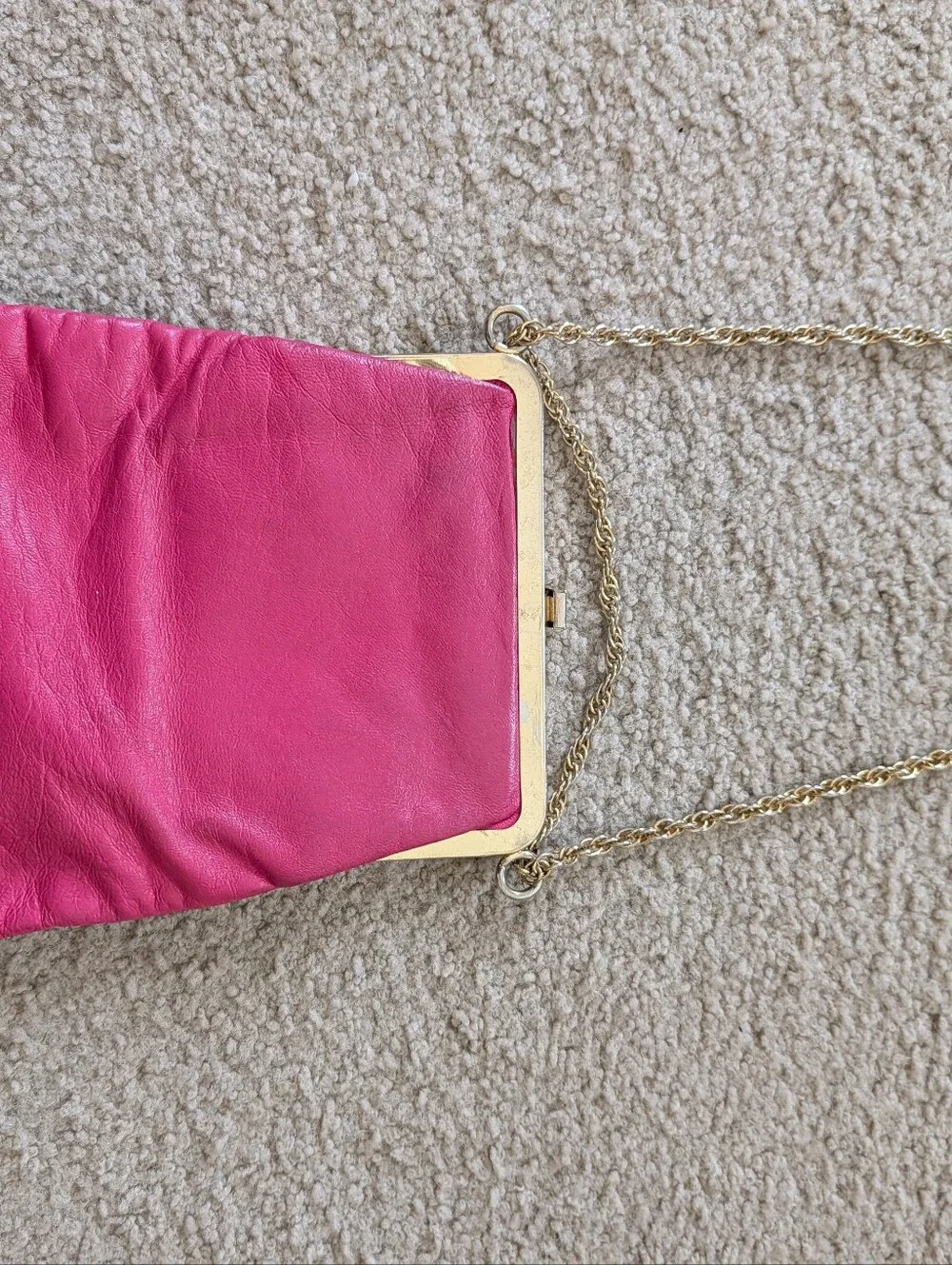 Vintage Pink Faux Leather Chain-Handle Women's Shoulder Bag